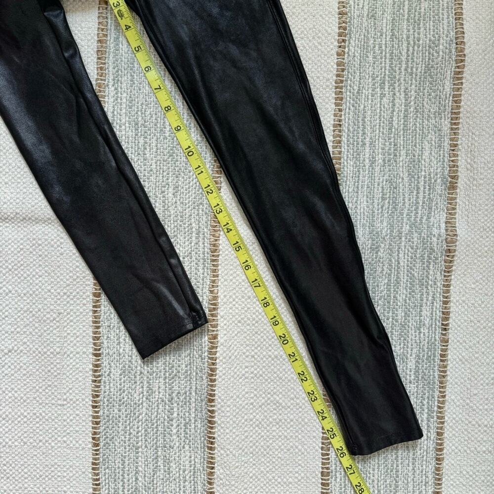 Spanx Black High Rise Faux Leather Leggings Women’s Size Small Petite - Picture 5 of 11